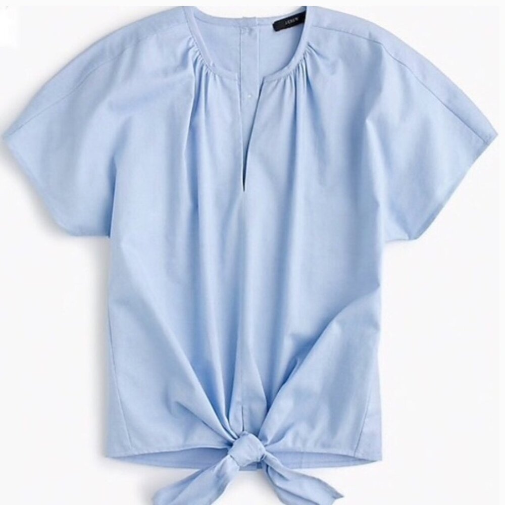 J. Crew Short Sleeve Split V-Neck‎ Blue Top Shirt S